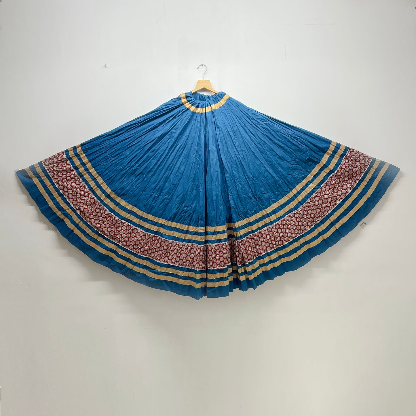 Royal Blue Traditional Ghaghra with Golden and Printed Border