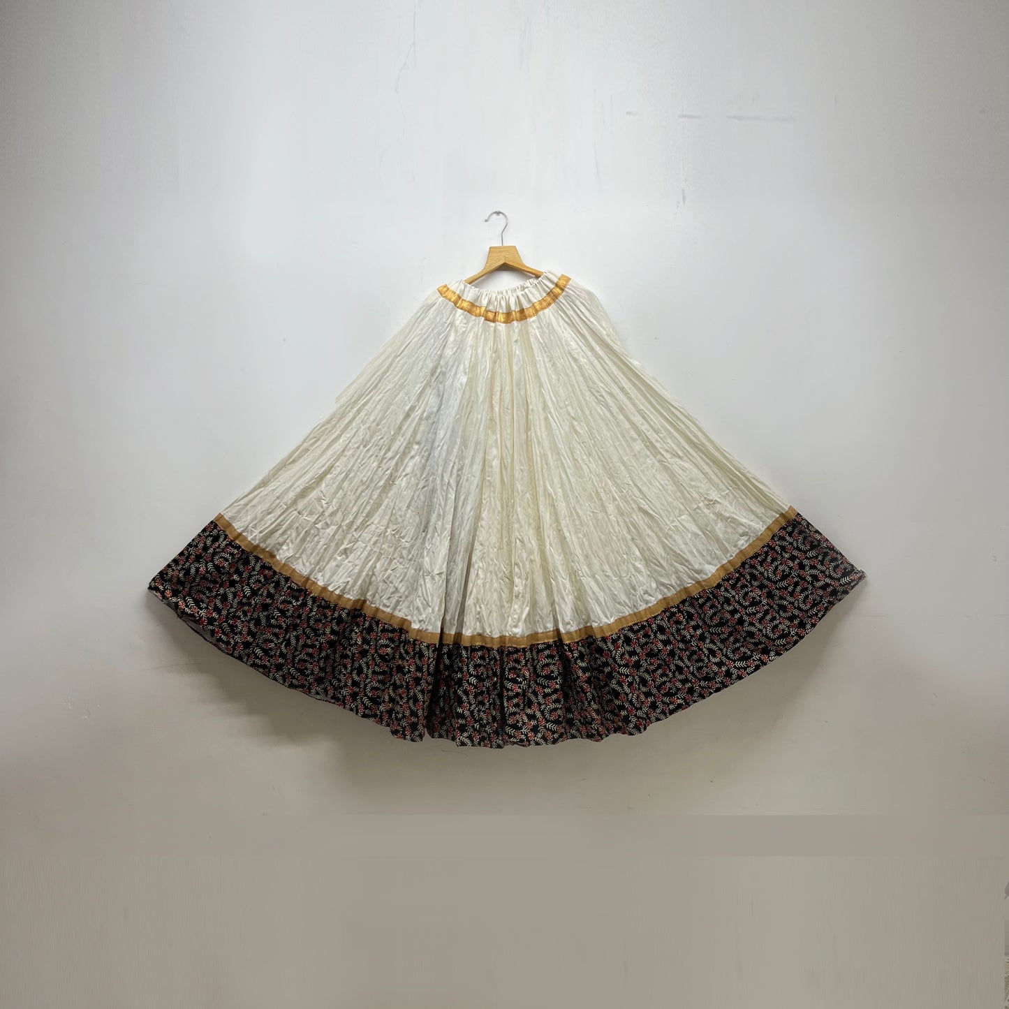 Ivory White Ghaghra with Floral Black Border