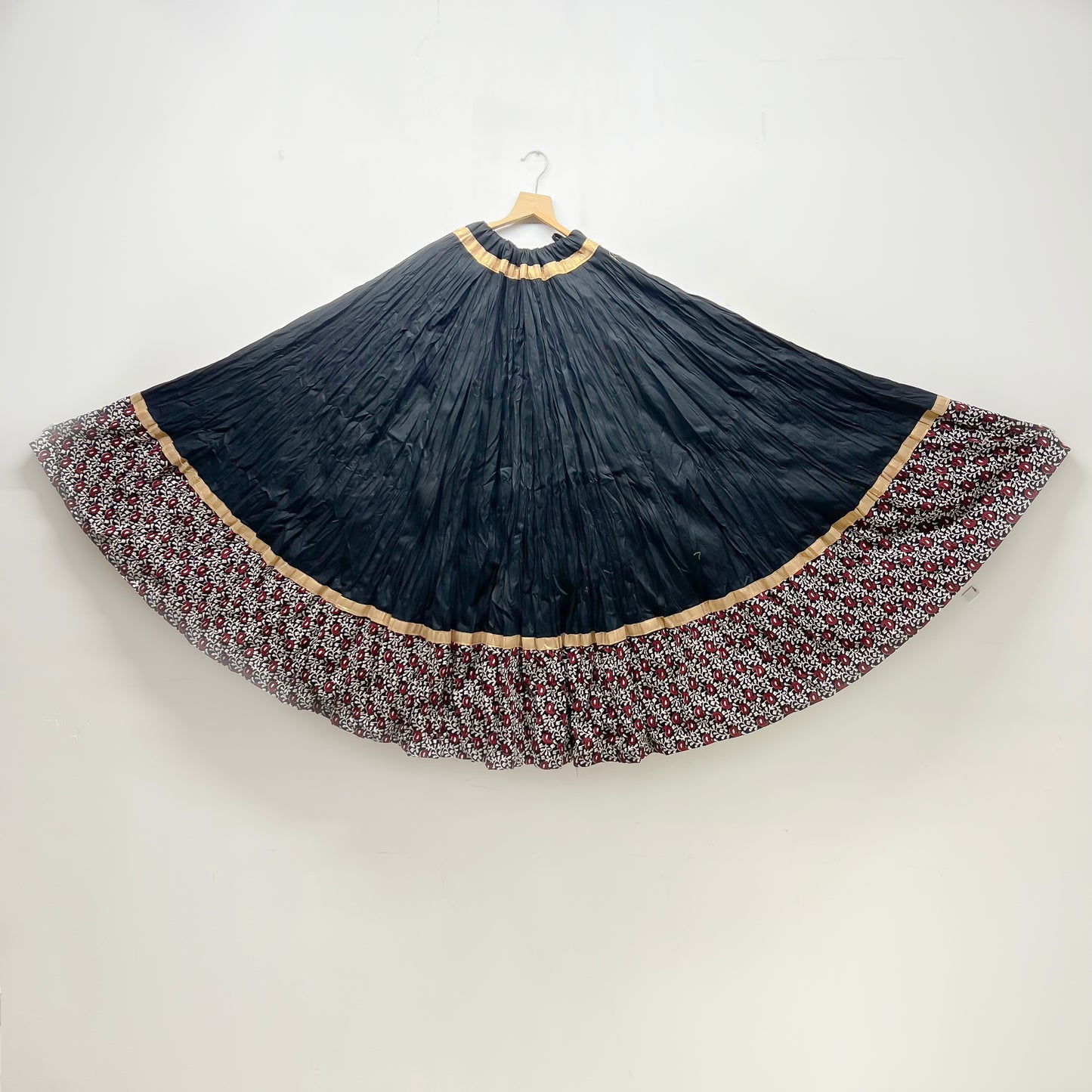 Elegant Black Handcrafted Ghaghra with Printed Flare