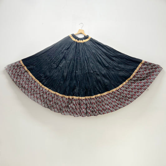 Elegant Black Handcrafted Ghaghra with Printed Flare