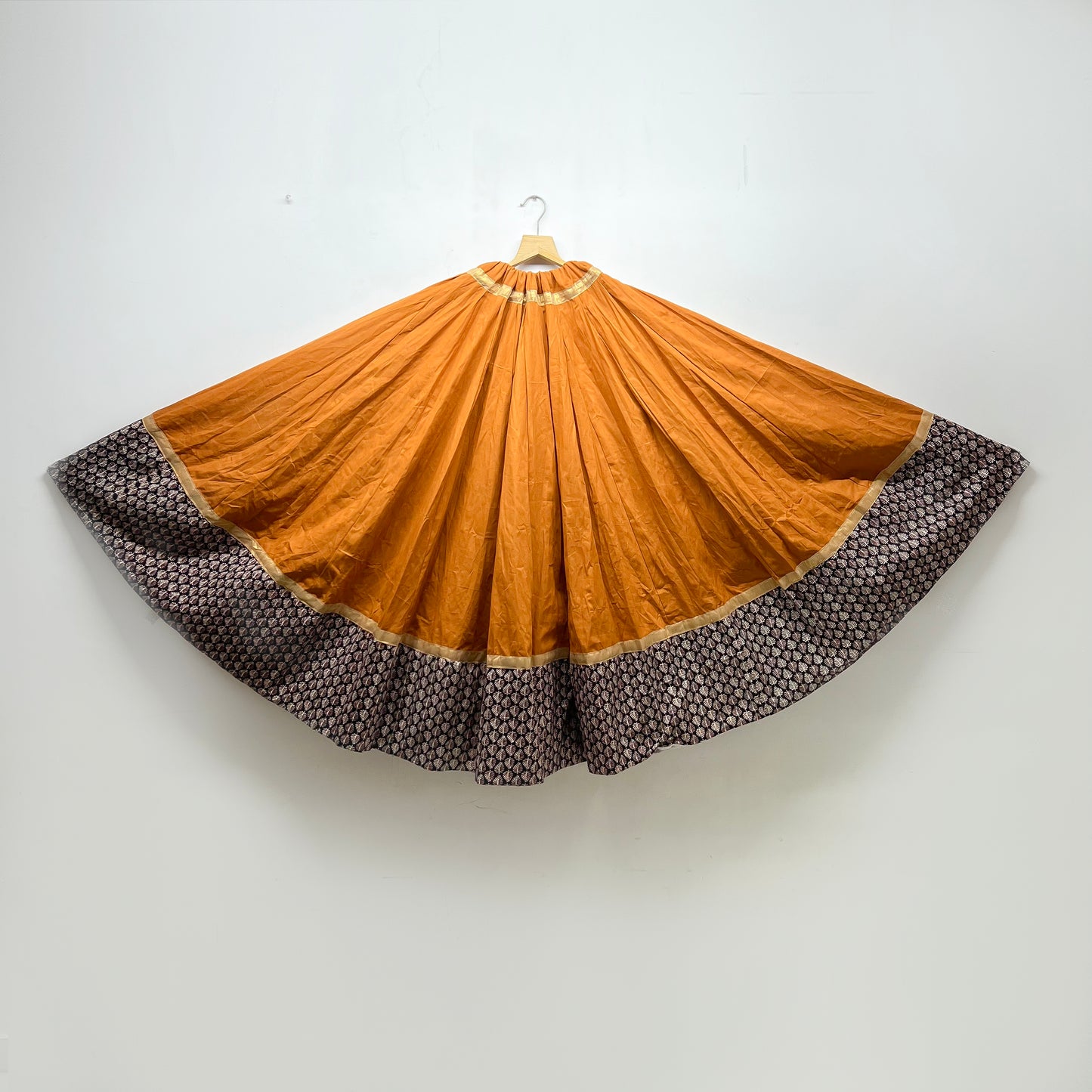 Classic Rust-Orange Ghaghra with Printed Black Border