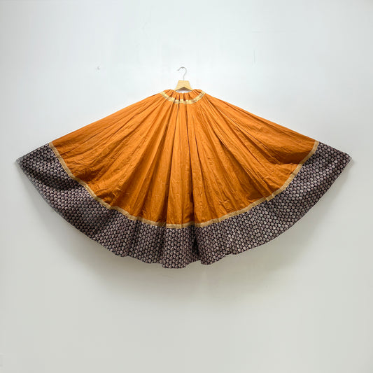 Classic Rust-Orange Ghaghra with Printed Black Border