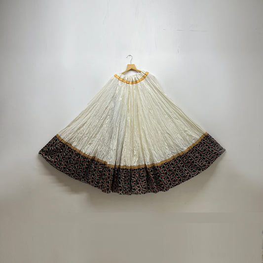 Ivory White Ghaghra with Floral Black Border